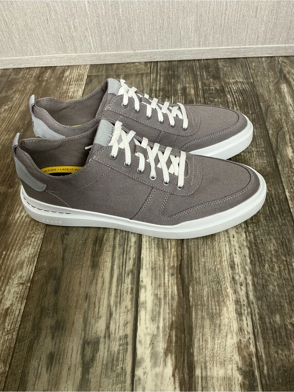 Cole Haan Men’s Gray Canvas Low-Top Sneakers with White Sole - Picture 14 of 16